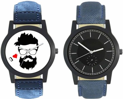 FASHION POOL FOXTER MENS & GENTS FAST SELLING FASTRACK ROUND ANALOG DIAL WATCH WITH BEARD VIRAT KOHLI SPECIAL DIAL GRAPHICS COMBO WITH BLACK VINTAGE DIAL GRAPHICS WATCH HAVING DENIM BLUE TRENDY & COOL LEATHER BELT WATCH FOR FESTIVAL & CASUAL WEAR COLLECTION Watch  - For Men   Watches  (FASHION POOL)
