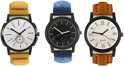 DelMen DMS19 Multicolour Analog Round Dial Stylish Men's Combo Watches Watch  - For Men   Watches  (DelMen)