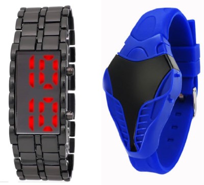 COSMIC BLUE COBRA DIGITAL LED BOYS WATCH WITH LEDSKMEI HEAVY BRACELET WITH RED LIGHT FOR TEENAGERS & LADIES Watch  - For Boys & Girls   Watches  (COSMIC)