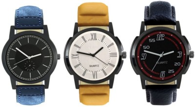 DelMen DMS35 Multicolour Analog Round Dial Stylish Men's Combo Watches Watch  - For Men   Watches  (DelMen)