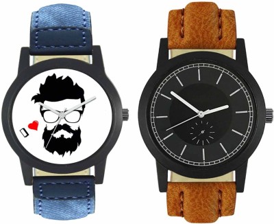 FASHION POOL FOXTER MENS & GENTS FAST SELLING FASTRACK NEW ARRIVAL COMBO OF BEARD VIRAT KOHLI SPECIAL DIAL COMBO WITH VINTAGE BLACK DIAL WATCH HAVING DENIM BLUE & BROWN LEATHER BELT WATCH FOR FESTIVAL & CASUAL WEAR WATCH Watch  - For Men   Watches  (FASHION POOL)