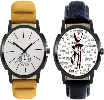 FASHION POOL FOXTER MENS & GENTS FAST SELLING FASTRACK ROUND ANALOG DIAL WATCH WITH MAA TRIBUTE SPECIAL DIAL GRAPHICS COMBO WITH PEARL WHITE VINTAGE DIAL GRAPHICS WATCH HAVING BLACK & BROWN LEATHER BELT WATCH FOR FESTIVAL & PARTY WEAR COLLECTION Watch  - For Boys   Watches  (FASHION POOL)