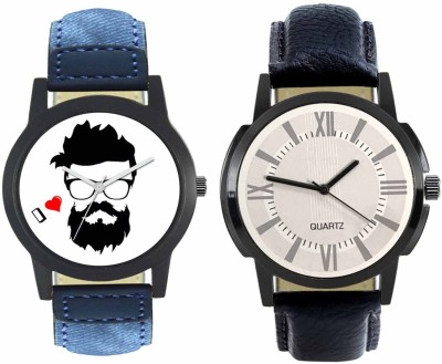 fashion pool FASTER MENS & GENTS FAST SELLING FASTRACK ROUND ANALOG DIAL WATCH HAVING BEARD SPECIAL VIRAT KOHLI SPECIAL COMBO WITH VINTAGE BLACK DIAL COMBO HAVING DENIM BLUE TRENDY & COOL LEATHER BELT WATCH FOR FESTIVAL & PARTY WEAR COLLECTION Watch  - For Men   Watches  (FASHION POOL)
