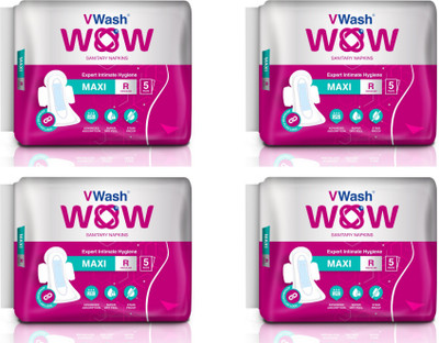 

VWash WOW anitary Napkin Maxi Regular 5 Pads Intimate Wipes(5 Sheets, Pack of 4)