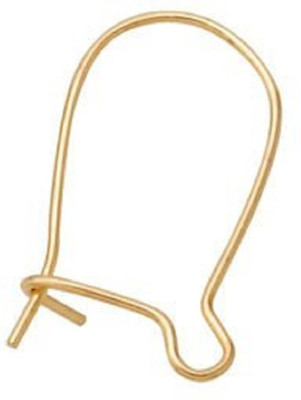 GOELX Brass kidney wire earrings gold jewellery findings 15mm, pack of 10 pcs