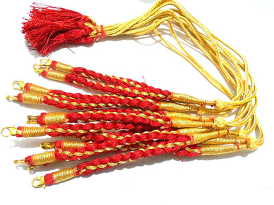 

GOELX Necklace designer red back rope crafted with silk thread for making necklace, pack of 6