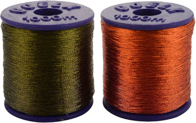 

GOELX Zari Threads Orange and Olive Green,for beading-jewellery making/ decorations/crafts, Pack of 2