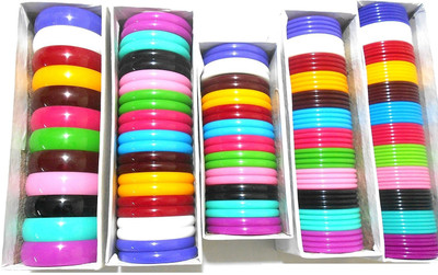 

GOELX All in one Multicolors Bangles set with all types thick and thin bangles- 5 full boxes set, size 2.4 medium