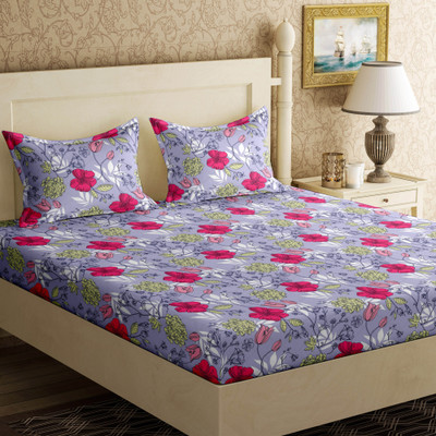 

Bella Casa 104 TC Cotton Double Printed Bedsheet(Pack of 1, Purple)