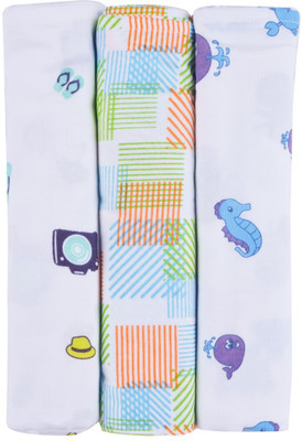 

Wonder Wee Printed  Swadding Baby Blanket(Cotton, Turquoise(Green)/Multi Colored/Blue