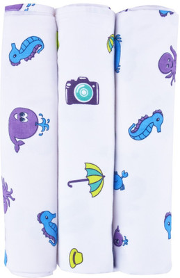 

Wonder Wee Printed  Swadding Baby Blanket(Cotton, Blue/Turquoise(Green)/Blue