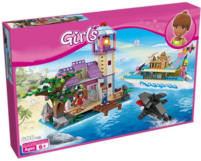 

Pacific Toys Girl's Travel Beach Villa and Yacht Building Blocks (600 Pcs)(Multicolor)