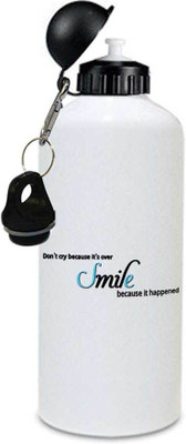 

Juvixbuy Don't Cry becasue it's over Smile Because it happened Sipper / Water Bottle With 1 Cap ( Aluminium ) 750ml 750 ml Sipper(Pack of 1, Multicolor), White