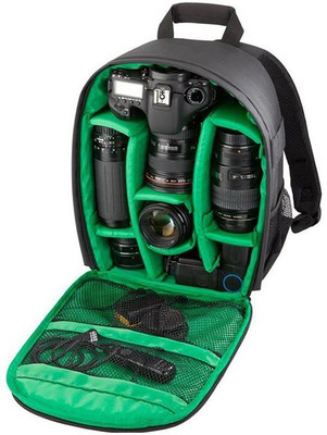 

Smiledrive Waterproof DSLR Backpack Camera Bag, Lens Accessories Carry Case for Nikon, Canon, Olympus, Pentax & Others-Ideal for Professional Photographers (Green) Camera Bag(Black)