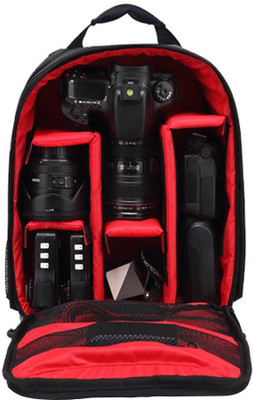 

Smiledrive Waterproof DSLR Backpack Camera Bag, Lens Accessories Carry Case for Nikon, Canon, Olympus, Pentax & Others-Ideal for Professional Photographers (Red) Camera Bag(Black and Red)