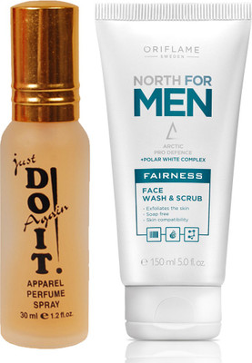 

Oriflame Sweden North For Men Fairness Face Wash & Scrub (32666) With just Doit Perfume 30ml(Set of 2)