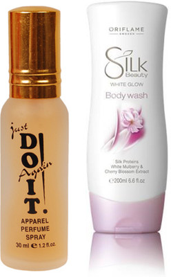 

Oriflame Sweden Silk Beauty White Glow Body Wash 200ml (22713) With Just Doit Perfume 30ml(Set of 2)