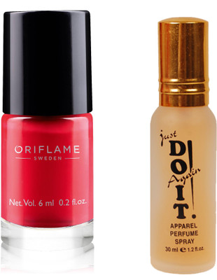 

Oriflame Sweden Pure Colour Polish Mini (Coral Red - 33072) With Just Do It Perfume 30ml(Set of 2)