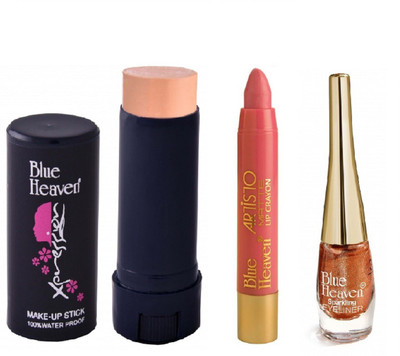

Blue Heaven XPRESSION MAKEUP STICK, NATURAL, ARTISTO VELVET MATTE LIP CRAYON, CORAL LOVE & SPARKLING EYELINER, CHOCO BROWN, COMBO BY BEAUTYANDCARE(Set of 3)