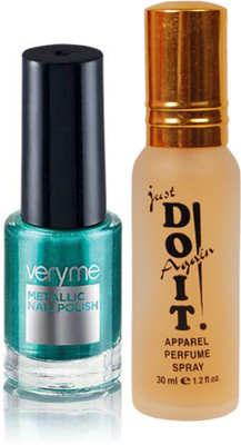 

Oriflame Sweden Very Me Metallic Polish Aqua Green 6ml (30831) With Just Do It Perfume 30ml(Set of 2)