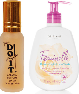 

Oriflame Sweden FEMINELLE Refreshing Intimate Wash 300ml (33022) With Just Doit Perfume 30ml(Set of 2)