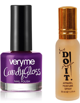 

Oriflame Sweden Very Me Candy Gloss Polish (Glossy Purple - 33176) With Just Do It Perfume 30ml(Set of 2)