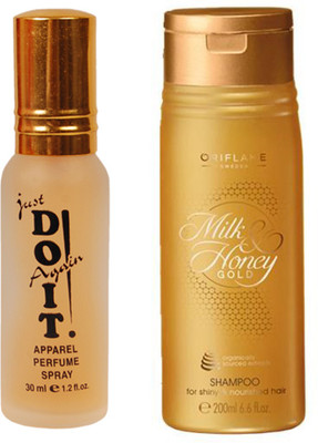 

Oriflame Sweden Milk & Honey Gold Shampoo 200ml (31708) With Just Doit Perfume 30ml(Set of 2)