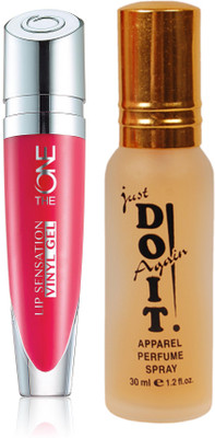 

Oriflame Sweden The ONE Lip Sensation Vinyl Gel 5ml (Malibu Blush - 32449) With Just Do It Perfume 30ml(Set of 2)