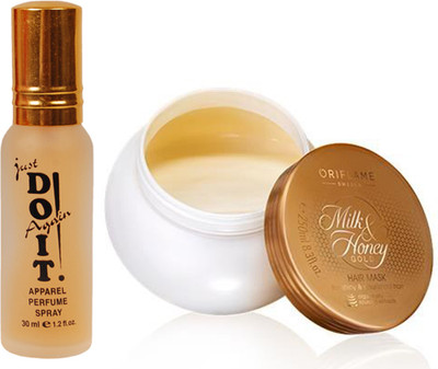 

Oriflame Sweden Milk & Honey Gold Hair Mask 250ml (31710) With Just Doit Perfume 30ml(Set of 2)