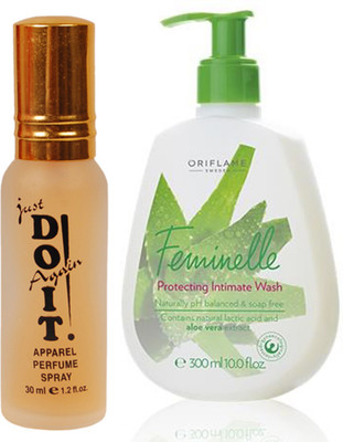 

Oriflame Sweden Feminelle Protecting Intimate Wash 300ml (31326) With Just Doit Perfume 30ml(Set of 2)