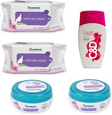

Himalaya Intimate Wipes, Clean And Dry, Soothing Body Butter(Set of 5)