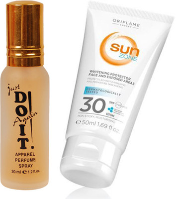 

Oriflame Sweden SUN Zone Whitening UVA/UVB Lotion SPF 30 (50ml) 30322 With Just Doit Perfume 30ml(Set of 2)