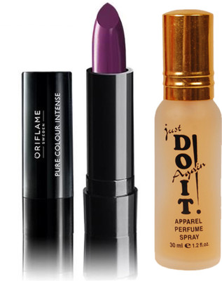 

Oriflame Sweden Pure Colour Intense Lipstick (Pretty Purple - 30823) With Just Do It Perfume 30ml(Set of 2)