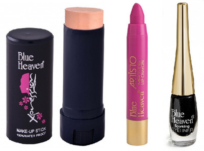 

Blue Heaven XPRESSION MAKEUP STICK, NATURAL GLOW, ARTISTO VELVET MATTE LIP CRAYON, BARBIE PINK & SPARKLING EYELINER, BLACK, COMBO BY BEAUTYANDCARE(Set of 3)