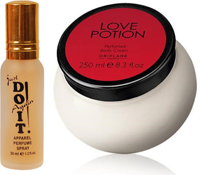 

Oriflame Sweden Love Potion Perfumed Body Cream 250ml (31779) With Just Doit Perfume 30ml(Set of 2)