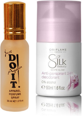 

Oriflame Sweden Silk Beauty White Glow Roll-On 50ml (22714) With Just Doit Perfume 30ml(Set of 2)