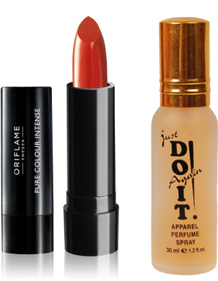 

Oriflame Sweden Pure Colour Intense Lipstick (Rusty Red - 33236) With Just Do It Perfume 30ml(Set of 2)