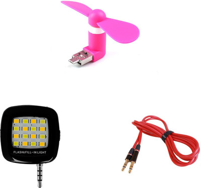 

MINIFOX Mini Fan, Aux Cable, Sefie Flash Light Combo Set