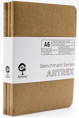 

ARTREX A6 Note Book(BENCHMARK A6 RULED + SQUARE + GRID STICHED NOTE BOOK (SET of 3), Brown, Pack of 3)