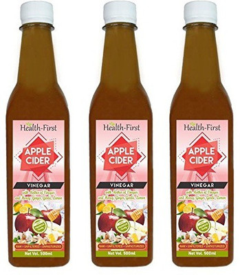 

Health first With strand of mother - Raw, Unfiltered and unpasturised Apple Cider Vinegar(3x500 ml, apple honey ginger garlic and lemon Flavored)