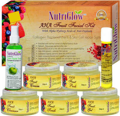NutriGlow AHA Fruit Facial Kit With Alpha Hydroxy Acids & Anti Oxidants 300 g