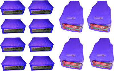 

Atorakushon Saree & Blouse cover organiser Combo 8 Saree and 4 Blouse Lahenga cover wardrobe orgniser Wedding Gift Regular Clothes Bag Vanity pouch Set of 12 Blue At8and4 Non woven Blue(Blue)
