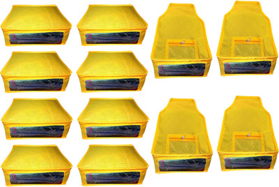 

Atorakushon Saree & Blouse cover organiser Combo 8 Saree and 4 Blouse Lahenga cover wardrobe orgniser Wedding Gift Regular Clothes Bag Vanity pouch Set of 12 yellow At8and4 Non woven yellow(Yellow)
