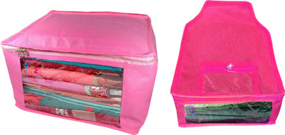 

Atorakushon Saree & Blouse cover organiser Combo 1 Saree and 1 Blouse Lahenga cover wardrobe orgniser Wedding Gift Regular Clothes Bag Vanity pouch Set of 2 Pink At 1and1 Big Non woven pink(Pink)