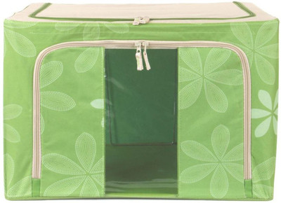 

ShopyBucket Storage Box Jumbo Saree Covers with Steel Frames - Foldable Cloth Storage Box Colour Blue Dotted 66L D(Light Green)