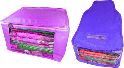 

Atorakushon Saree & Blouse cover organiser Combo 1 Saree and 1 Blouse Lahenga cover wardrobe orgniser Wedding Gift Regular Clothes Bag Vanity pouch Set of 2 Purple At 1and1 Big Non woven purple(Purple)