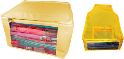 

Atorakushon Saree & Blouse cover organiser Combo 1 Saree and 1 Blouse Lahenga cover wardrobe orgniser Wedding Gift Regular Clothes Bag Vanity pouch Set of 2 Cream At 1and1 Big Non woven Cream(Cream)