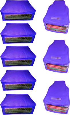 

Atorakushon Saree & Blouse cover organiser Combo 5 Saree and 3 Blouse Lahenga cover wardrobe orgniser Wedding Gift Regular Clothes Bag Vanity pouch Set of 8 Blue At 5and3 Non woven Blue(Blue)