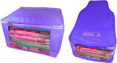 

Atorakushon Saree & Blouse cover organiser Combo 1 Saree and 1 Blouse Lahenga cover wardrobe orgniser Wedding Gift Regular Clothes Bag Vanity pouch Set of 2 Blue At 1and1 Big Non woven Blue(Blue)