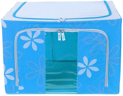

ShopyBucket Cloth Box Imported Jumbo Saree/Lehenga/Woolens Storage Box (66 Liters) Foldable Collapsible Wardrobe Almirah Cabinet Rack Shelf with Steel Frames_Color Light Blue A(Light Blue)